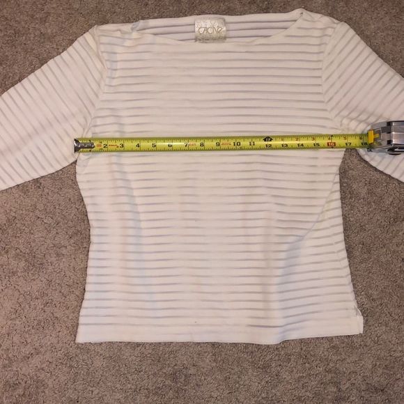 Cache White Striped Blouse Boat-neck Shirt, Size Small* - Picture 6 of 7